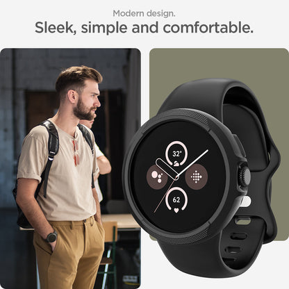 ACS07598 - Pixel Watch 3 (45mm) Case Liquid Air in Matte Black modern design. sleek simple and comfortable.