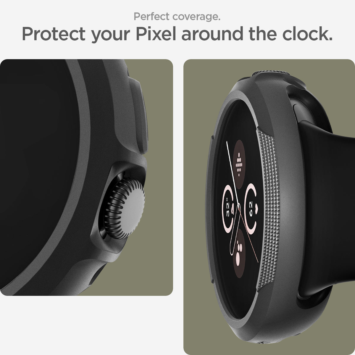 ACS07598 - Pixel Watch 3 (45mm) Case Liquid Air in Matte Black perfect coverage. protect your pixel around the clock.