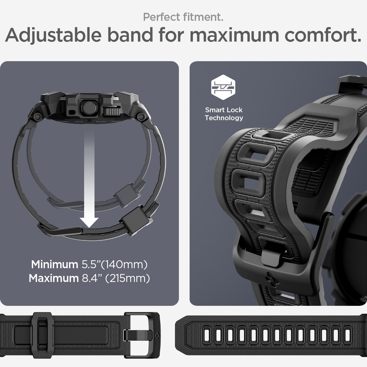 ACS07599 - Pixel Watch 3 (45mm) Case Rugged Armor Pro in Black perfect fitment adjustable band for maximum comfort.