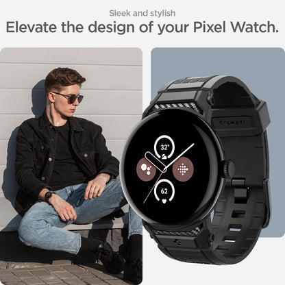 AMP07600 - Pixel Watch 5 (45mm) Rugged Band Matte Black sleek and stylish. elevate the design of your pixel watch.
