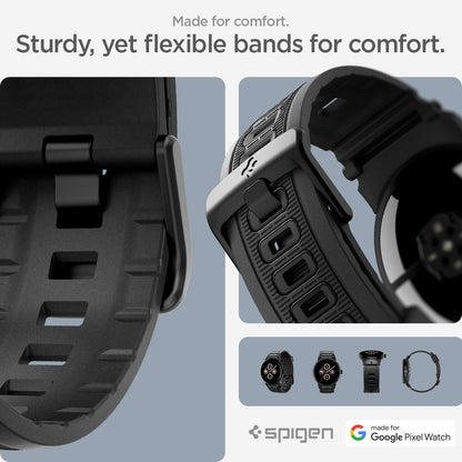 AMP07600 - Pixel Watch 5 (45mm) Rugged Band Matte Black made for comfort. sturdy yet flexible bands for comfort.