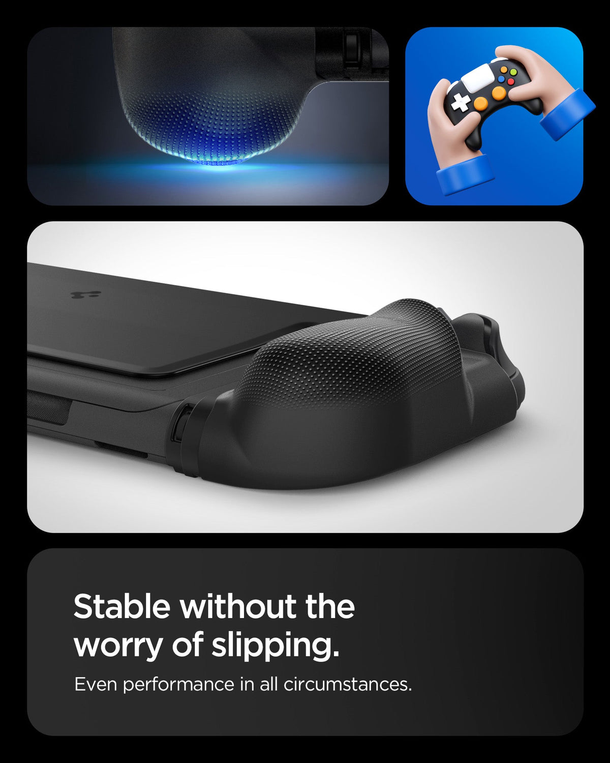 ACS09310 - Nintendo Switch 2 Case Dual Grip in Black showing the stable without the worry of slipping. Even performance in all circumstances