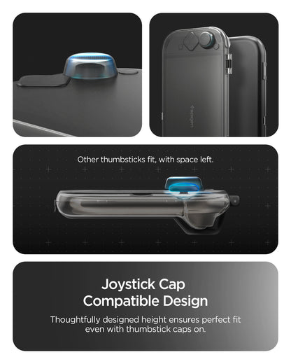 ACS10487 - Nintendo Switch 2 Thin Fit 360 in Black showing the Joystick cap compatible design. Thoughtfully designed height ensures perfect fit even with thumbstick caps on