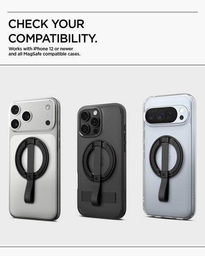 AMP08551 - O-Mag Magnetic Phone Holder (MagFit) | OM103 in Black check your compatibility. works with iPhone 12 or newer and all magsafe compatible cases