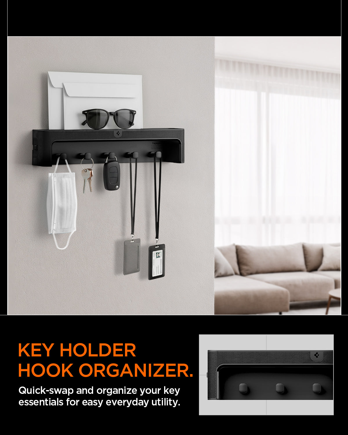 AHP10161 - Organizer Hook Key Holder showing key holder hook organizer. quick swap and organize your key essentials for easy everyday utility