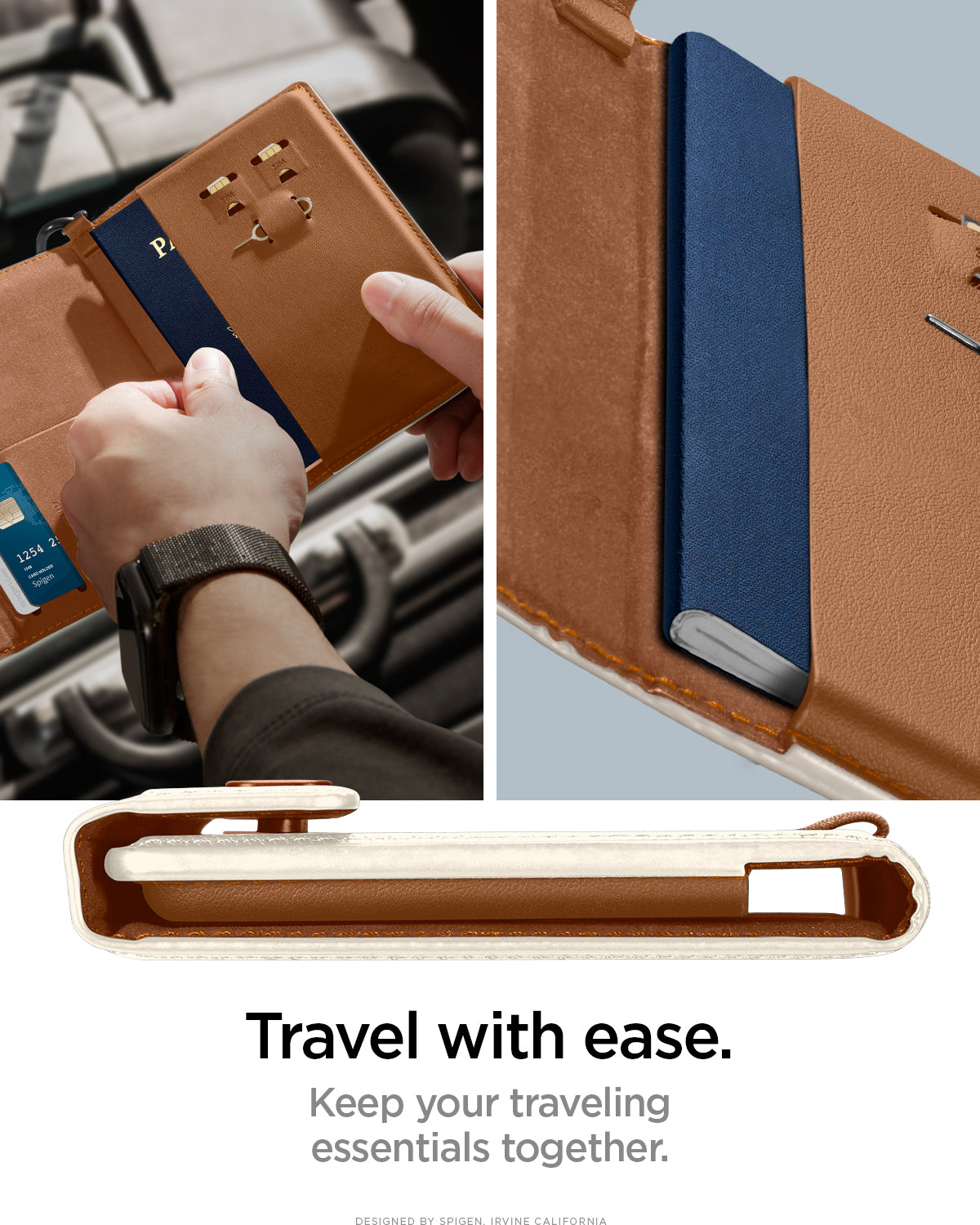 AFA08348 - Passport Holder in dune beige showing the travel with ease, keep your traveling essentials together Edit alt text