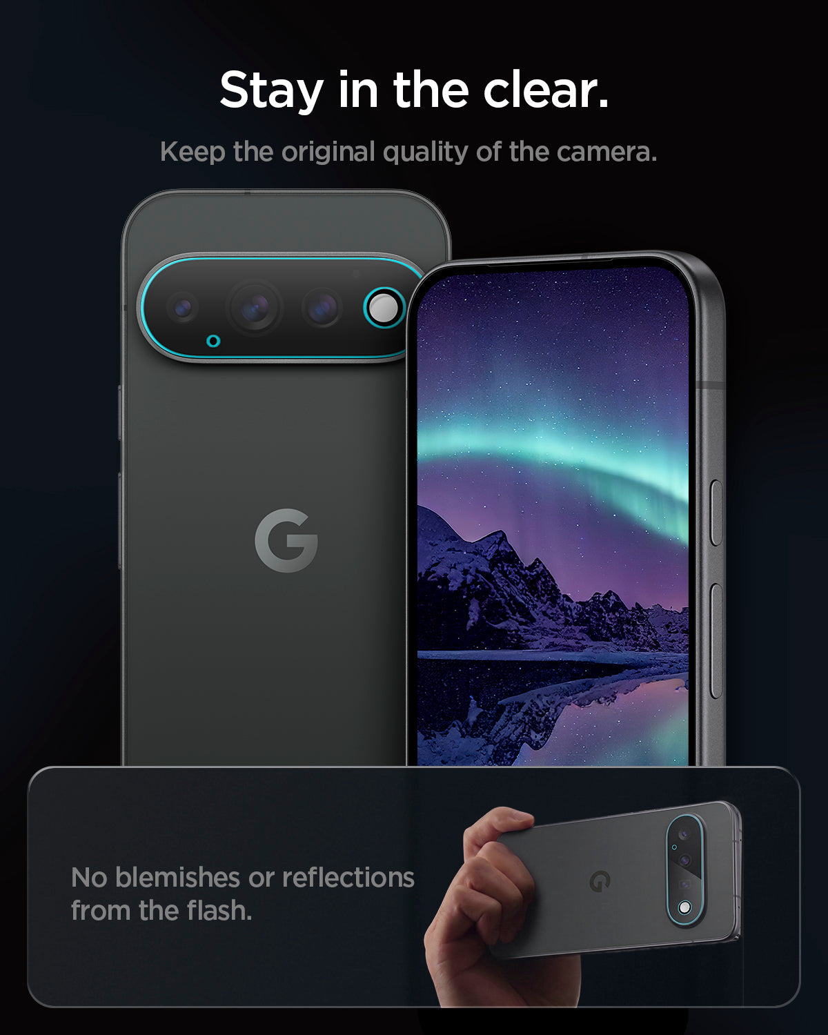 AGL11484 - Pixel 11 Pro Optik EZ Fit Lens Protector lens protectors maintain clear camera quality without flash reflections.