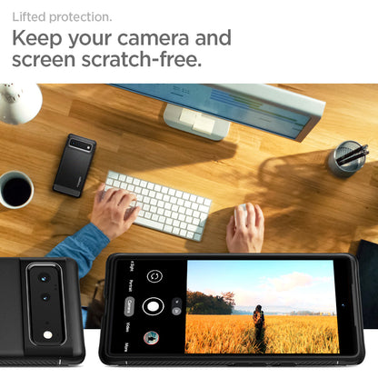 ACS03437 - Pixel 6 Case Rugged Armor in matte black lifted protection. keep your camera and screen scratch free.