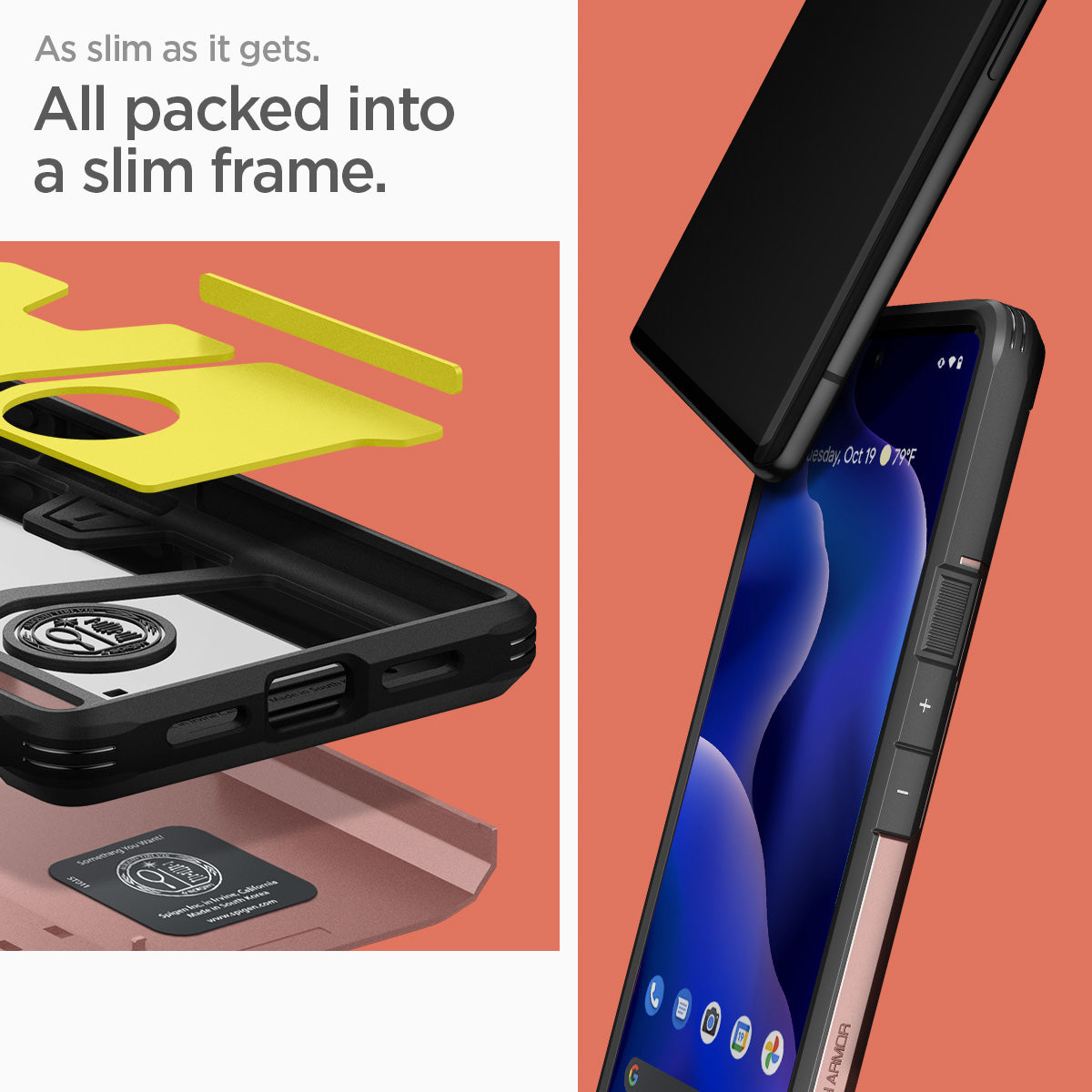 ACS03444 - Pixel 6 Case Tough Armor in rose gold as slim as it gets. all packed into a slim frame.