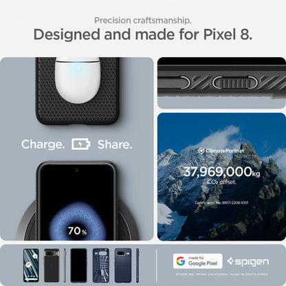 ACS06274 - Pixel 8 Case Liquid Air in Matte Black precise craftsmanship designed and made for pixel 8. made for google.