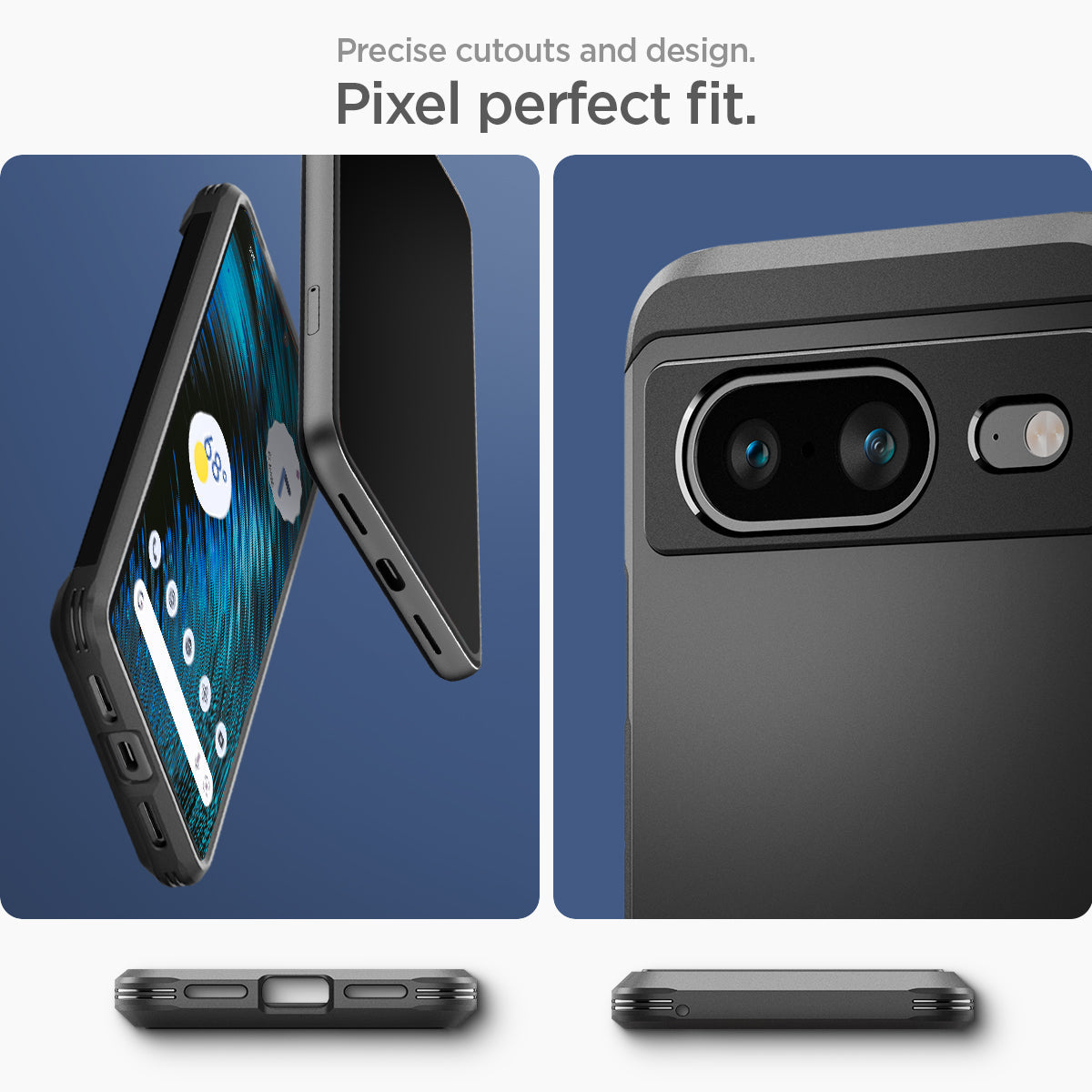 ACS06282 - Pixel 8 Case Tough Armor in black precise cutouts and design. Pixel perfect fit.