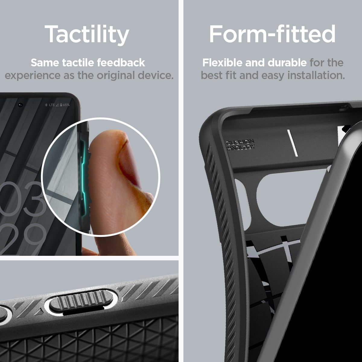 ACS06311 - Pixel 8 Pro Case Liquid Air in Matte Black tactility same tactile feedback experience as the original device. Perfect fit crafted to be form fitted for the google pixel.