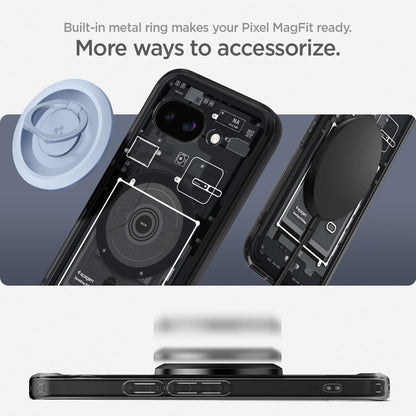 ACS09044 - Pixel 9a Case Ultra Hybrid Zero One showing the built-in metal ring makes your Pixel MagFit ready