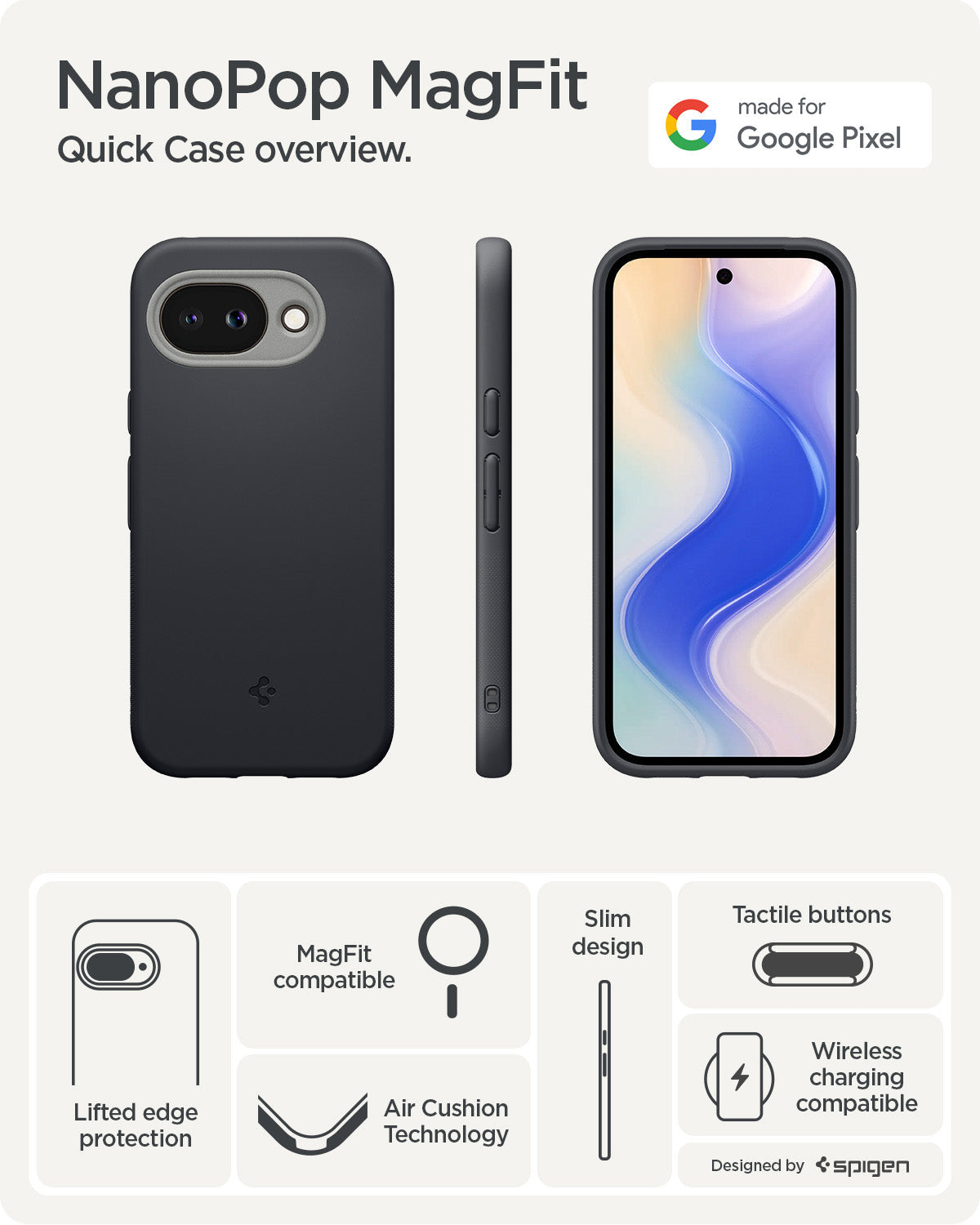 ACS11287 - Pixel 10a Nano Pop (Mag Fit) in Blueberry Navy a quick case overview with various features