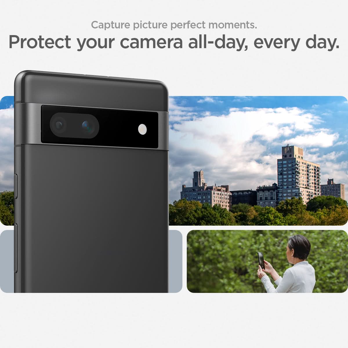 AGL05970 - Pixel 7a Glas.tR EZFit Optik Lens Protector in black capture picture perfect moments. Protect your camera all day every day.