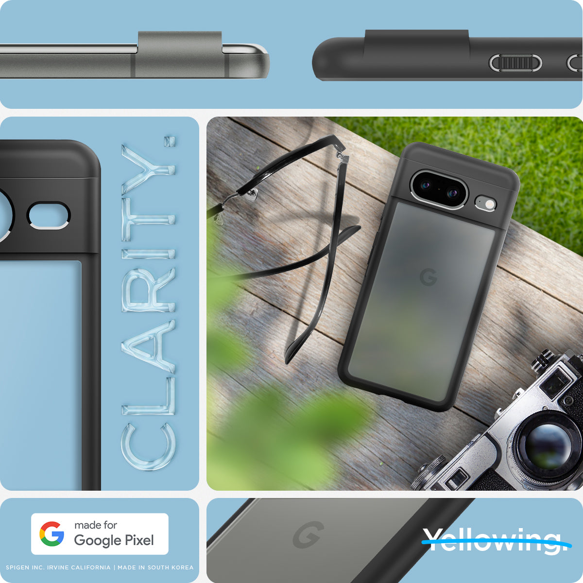 ACS06280 - Pixel 8 Case Ultra Hybrid in matte black made for google pixel.