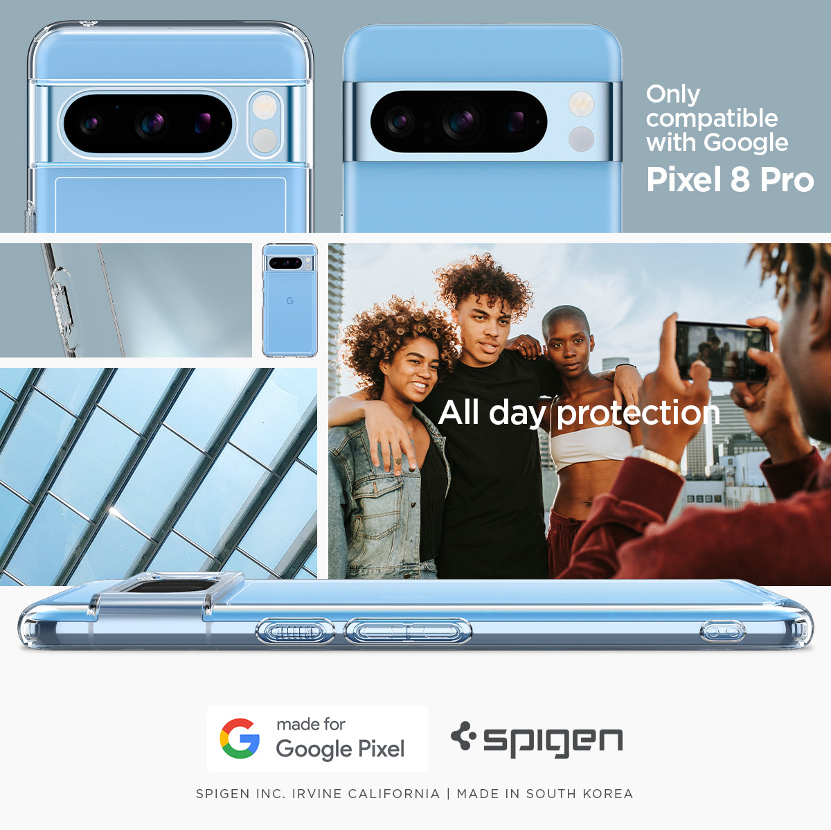 ACS06315 - Pixel 8 Pro Case Ultra Hybrid in crystal clear only compatible Pixel 8 pro. Ally day protection