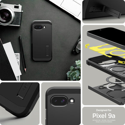 ACS09046 - Pixel 9a Case Tough Armor AI (MagFit) in Black showing the different angles