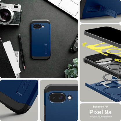 ACS09047 - Pixel 9a Case Tough Armor AI (MagFit) in Navy Blue showing the different angles