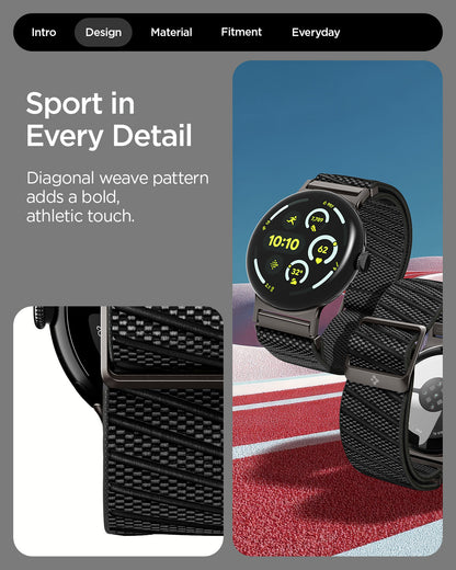 AMP11421 - Pixel Watch 4 45mm Lite Fit X Watch Band in black showing sport in every detail