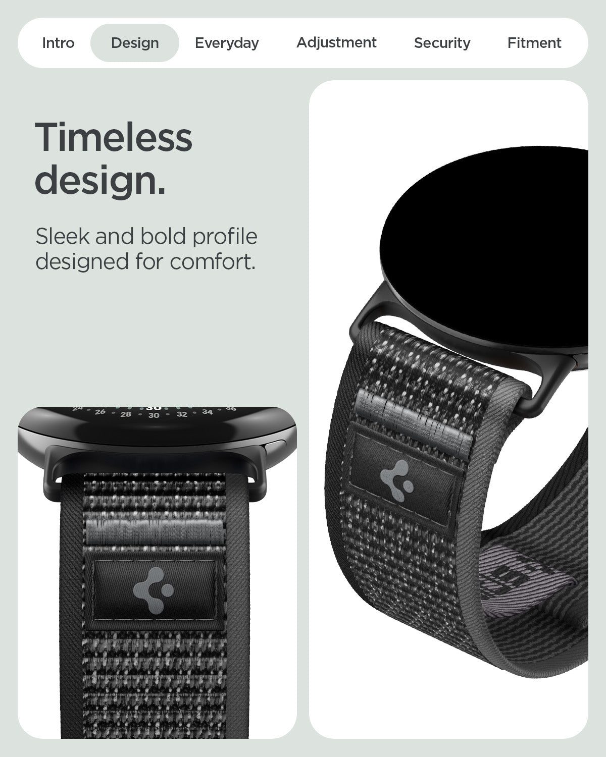 AMP11753 - Pixel Watch 5 (41mm) Athlex Air Active Black Gray close-up view highlighting the woven texture, durable construction, and premium finish.