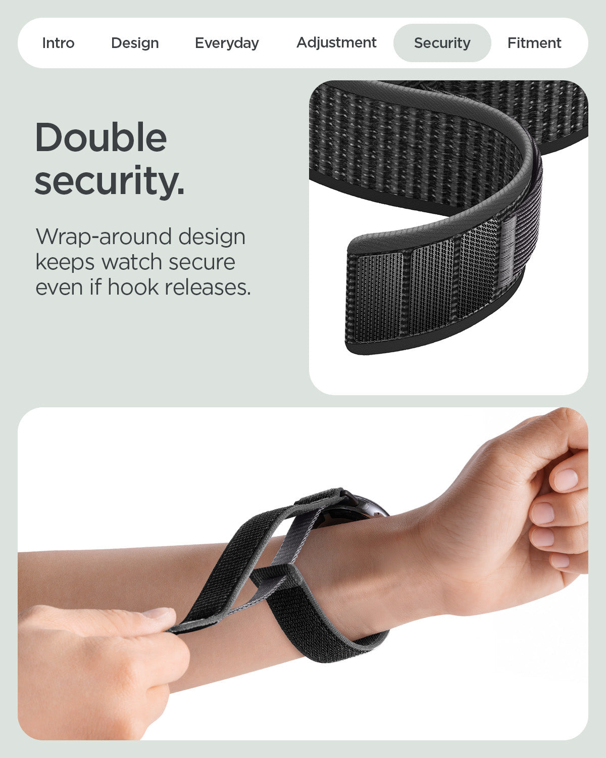 AMP11753 - Pixel Watch 5 (41mm) Athlex Air Active Black Gray wraparound construction helps keep the band securely attached during wear.