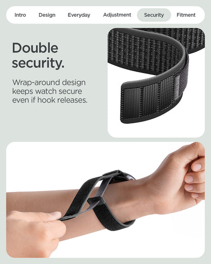 AMP11753 - Pixel Watch 5 (41mm) Athlex Air Active Black Gray wraparound construction helps keep the band securely attached during wear.