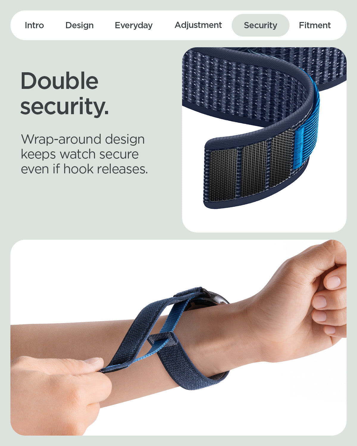 AMP11748 - Pixel Watch 5 (45mm) Athlex Air Active Navy Blue wraparound construction helps keep the band securely attached during wear.