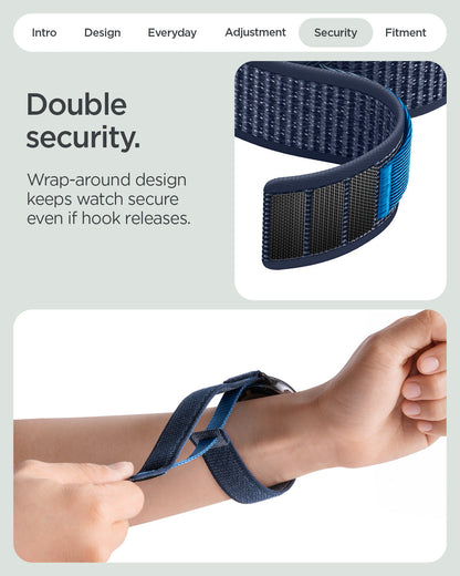 AMP11748 - Pixel Watch 5 (45mm) Athlex Air Active Navy Blue wraparound construction helps keep the band securely attached during wear.