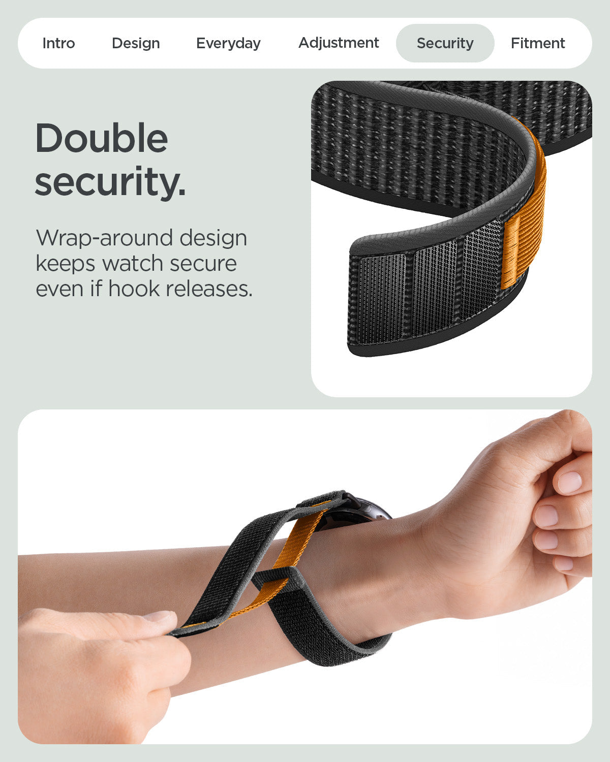 AMP11751 - Pixel Watch 5 (41mm) Athlex Air Active Black Orange wraparound construction helps keep the band securely attached during wear.