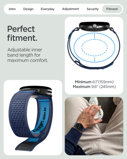 AMP11748 - Pixel Watch 5 (45mm) Athlex Air Active Navy Blue adjustable design accommodates a wide range of wrist sizes for a customized fit.