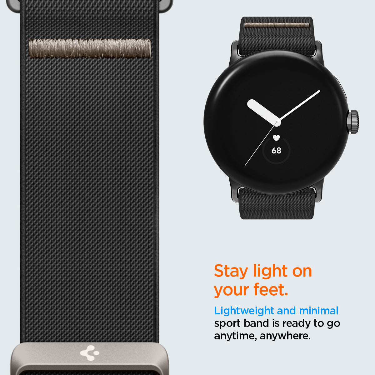 AMP06348 - Pixel Watch Series Case Lite Fit in black stay light on your feet. lightweight and minimal sport band is ready to go anytime anywhere.