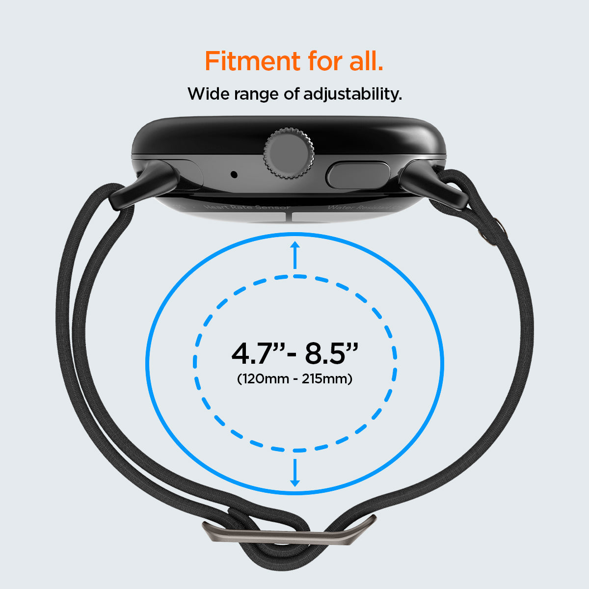 AMP06348 - Pixel Watch Series Case Lite Fit in black fitment for all, wide range (120mm-215mm) of adjustability.