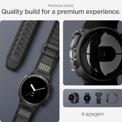 ACS04800 - Pixel Watch Case Rugged Armor Pro in black premium build. quality build for a premium experience.