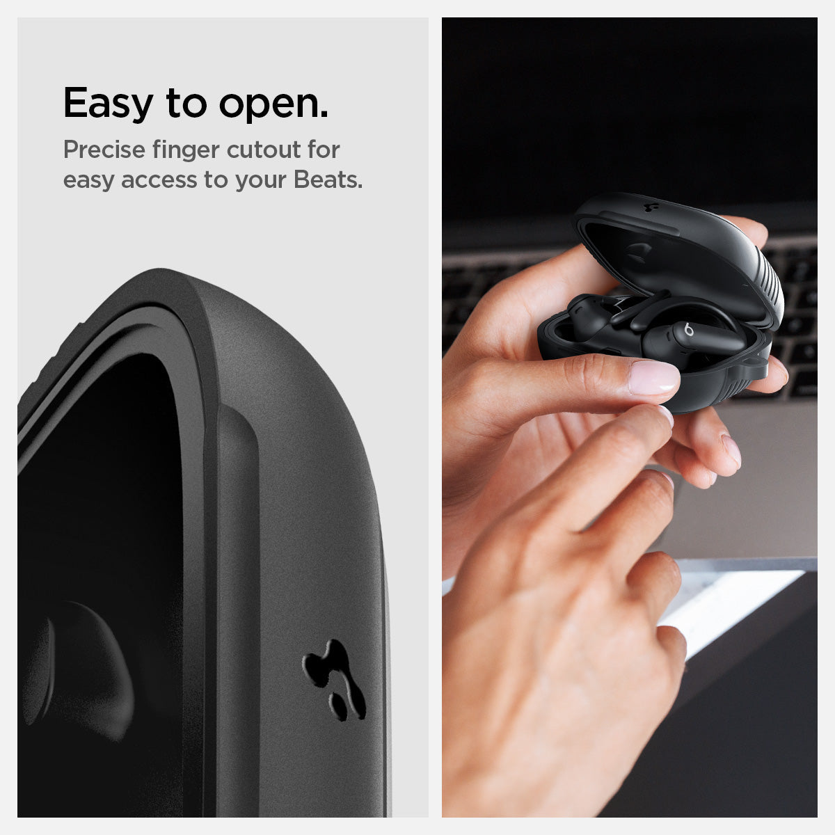 ACS09441 - Powerbeats Pro 2 Rugged armor in matte black easy to open. precise finger cutout for easy access to your beats.