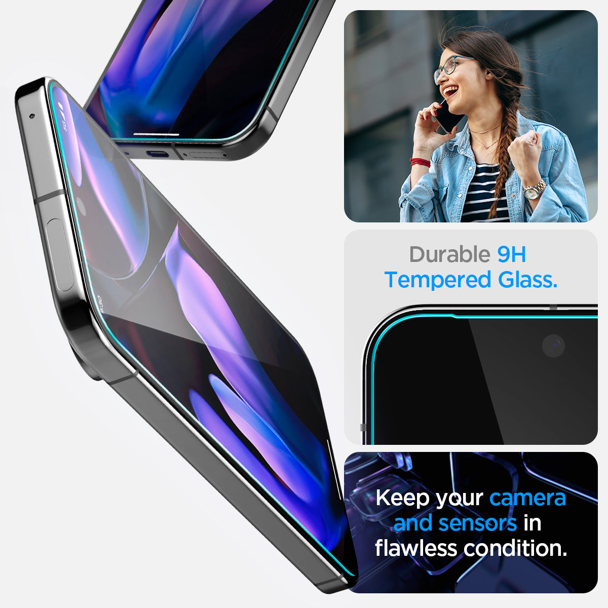 AGL08442 - Pixel 9 Pro GLAS.tR EZ Fit in Clear durable 9h tempered glass. keep your camera and sensors in flawless condition.