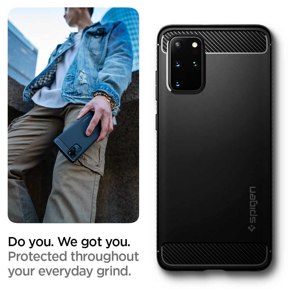 ACS00753 - Galaxy S20 Plus Rugged Armor Case in black do you. we got you. Protected throughout your everyday grind.