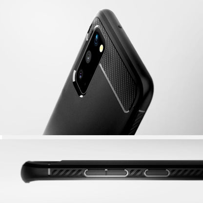 ACS00790 - Galaxy S20 Rugged Armor Case in black showing side and back.