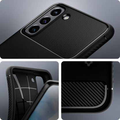 ACS02421 - Galaxy S21 Rugged Armor Case in matte black showing back with the camera and rugged case.