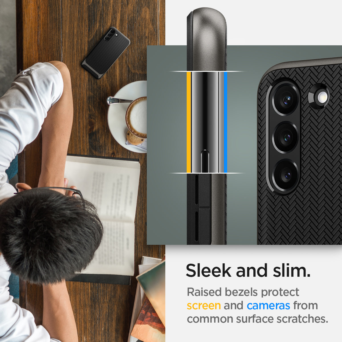 ACS03993 - Galaxy S22 5G Case Neo Hybrid in gunmetal sleek and slim. Raised bezels protect screen and cameras from common surface scratches.
