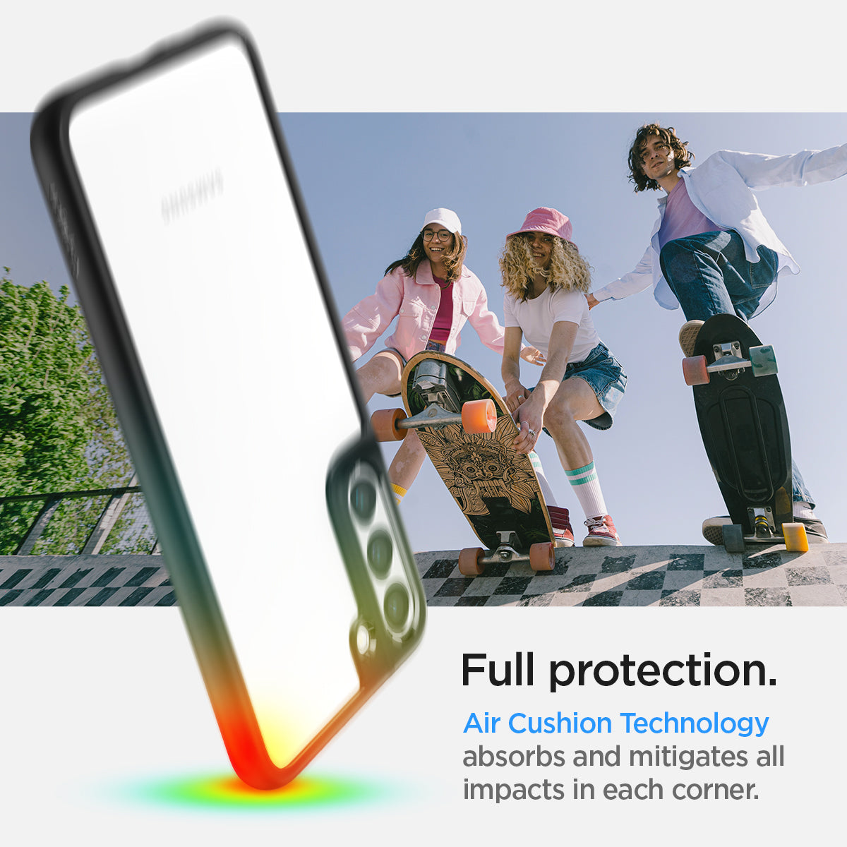 ACS03955 - Galaxy S22 Plus 5G Case Ultra Hybrid in matte black full protection. Air cushion technology absorbs and mitigates all impacts in each corner.