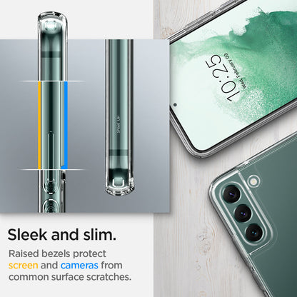 ACS03954 - Galaxy S22 Plus 5G Case Ultra Hybrid in crystal clear sleek and slim. Raised bezels protect screen and cameras from common surface scratches.
