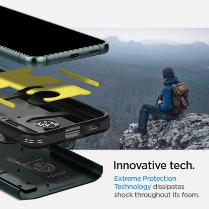 ACS04387 - Galaxy S22 5G Case Tough Armor in abyss green innovative tech. Extreme protection technology dissipates shock throughout its foam.
