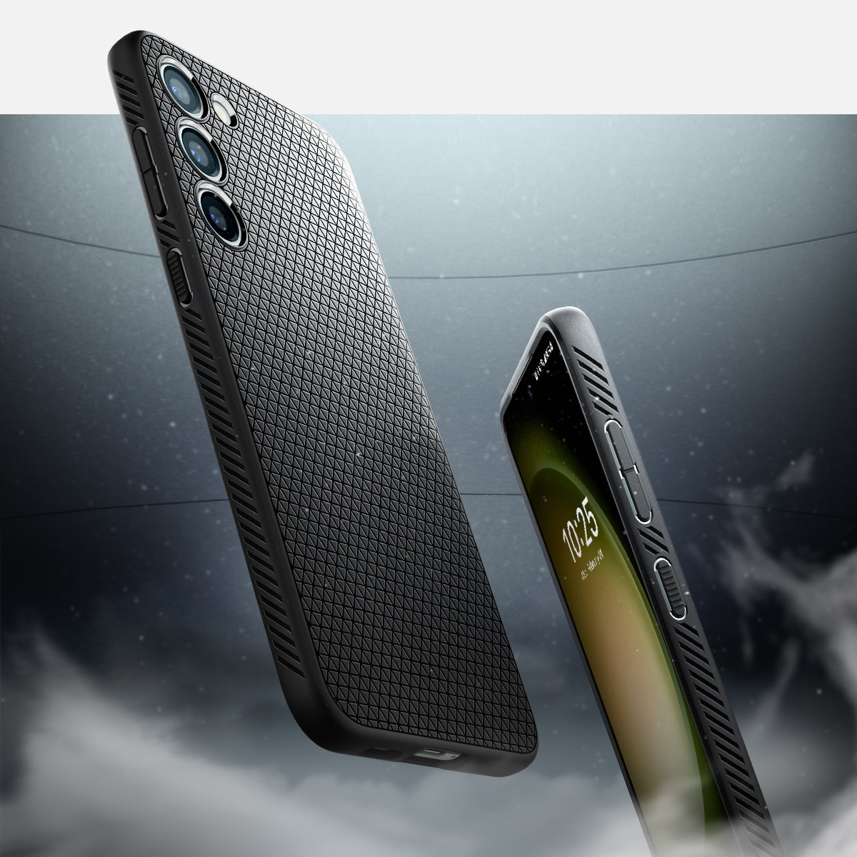 ACS05712 - Galaxy S23 Case Liquid Air in matte black showing the back, partial side and partial front