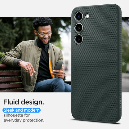 ACS05713 - Galaxy S23 Case Liquid Air in abyss green showing the fluid design. Sleek and modern silhouette for everyday protection