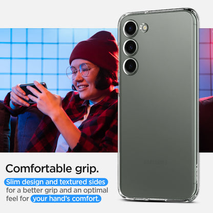 ACS05708 - Galaxy S23 Case Liquid Crystal in crystal clear comfortable grip. slim design and textured sides for a better grip and an optimal feel for your hand's comfort.
