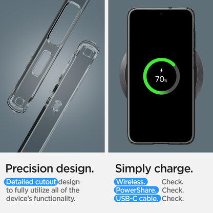 ACS05663 - Galaxy S23 Plus Case Liquid Crystal in space crystal precision design. Detail cutout design to fully utilize all of the device's functionality. Simply charge wireless check. power share check. USB-C cable check.