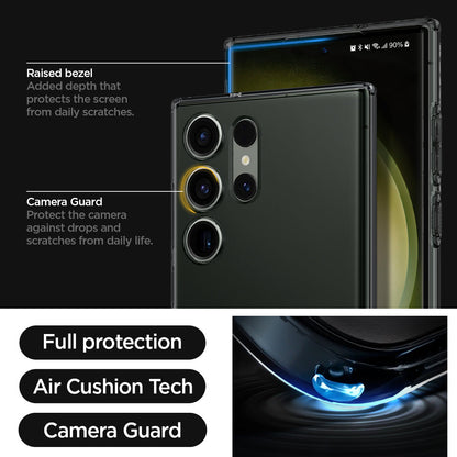 ACS05611 - Galaxy S23 Ultra Case Liquid Crystal in space crystal raised bezel added depth that protects the screen from daily scratches. camera guard protect the camera against drops and scratches from daily life. full protection. air cushion tech. camera guard.
