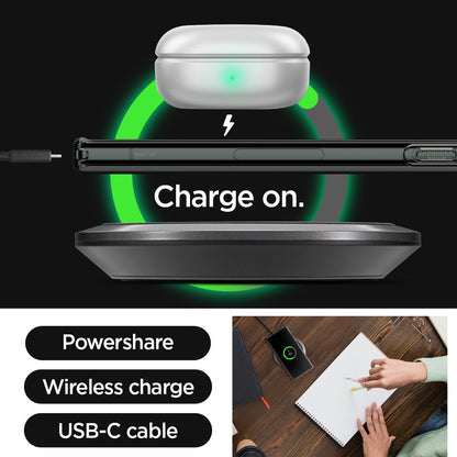 ACS05611 - Galaxy S23 Ultra Case Liquid Crystal in space crystal charge on. powershare. wireless charge. USB-C cable.