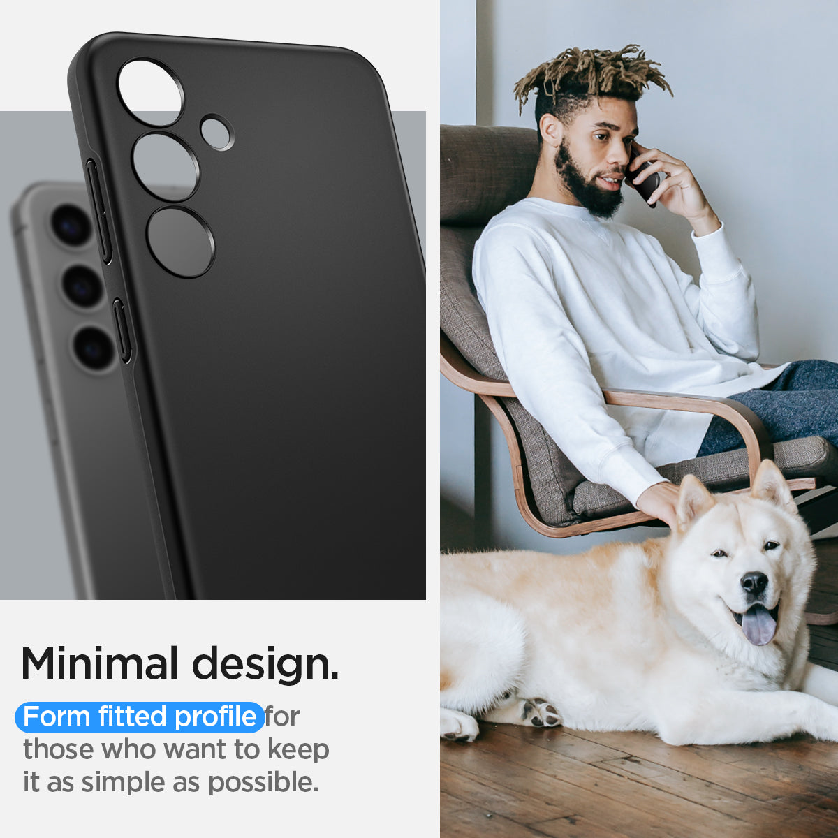 ACS07341 - Galaxy S24 Case Thin Fit in Black minimal design. form fitted profile for those who want to keep it as simple as possible.